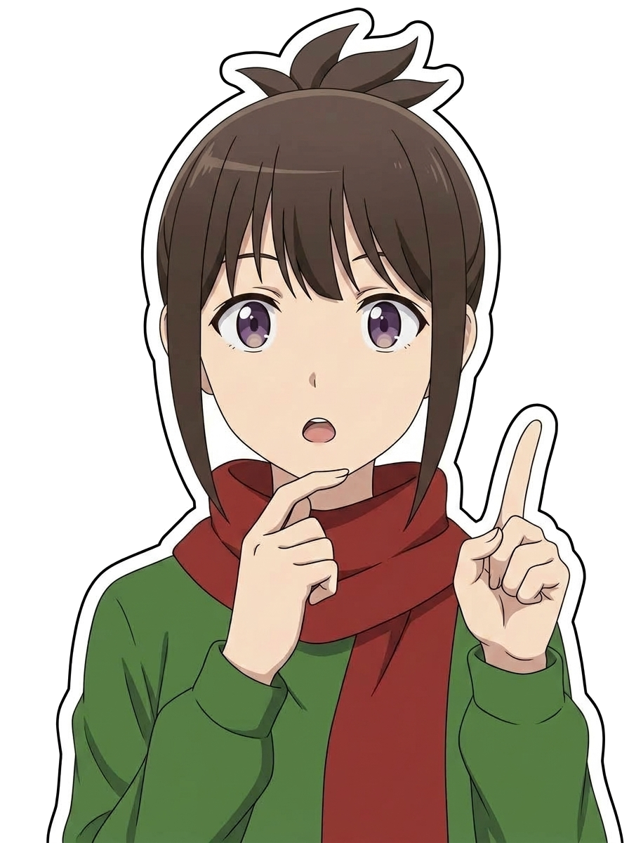 考えながら指を立てるアンネ